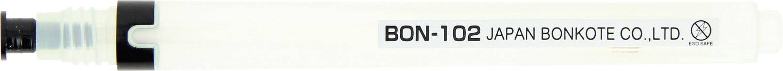White pen with the inscription 'BON-102 JAPAN BONKOTE CO., LTD'. Part of the order: fine tip, black handle.