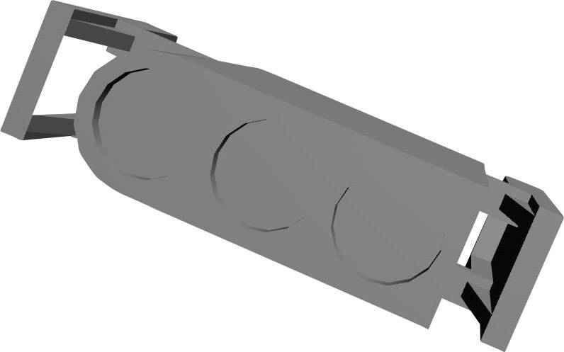 Grey three-socket adaptor, shown from an angled perspective.