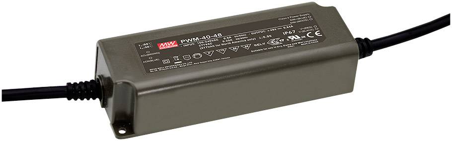 MW Mean Well PWM-40-12 LED transformer Constant voltage 40.08 W 0 - 3.34 A 12 V DC dimmable, PFC circuit, Surge protection 1 pc(s)