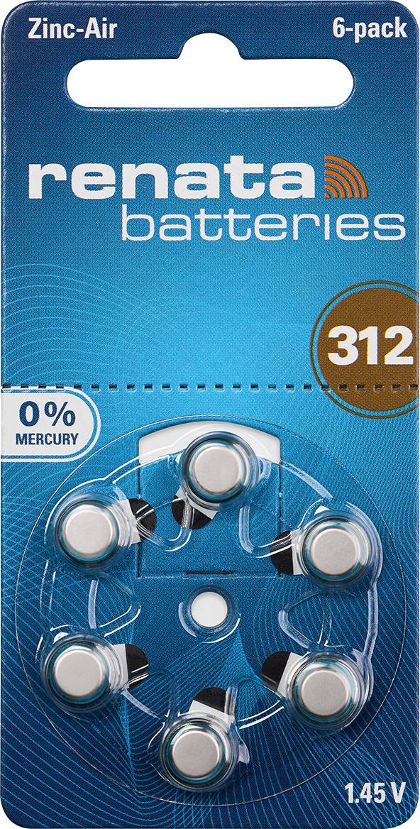 Renata Button cell ZA 312 1.4 V 6 pc(s) 165 mAh Zinc air Hearing Aid PR41