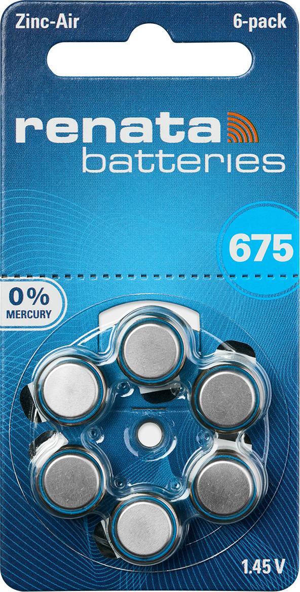 Renata Button cell ZA 675 1.4 V 6 pc(s) 660 mAh Zinc air Hearing Aid PR44