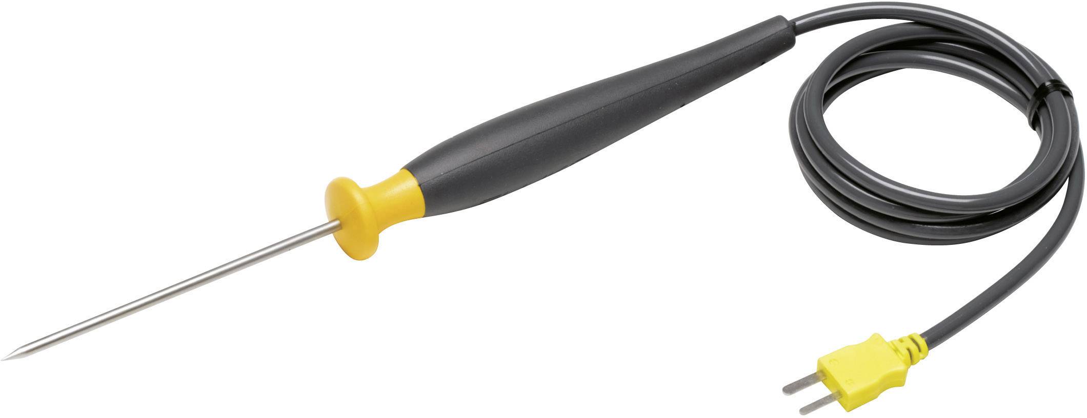 Temperature sensor with yellow plug and black cable, used for measuring temperatures in various applications.