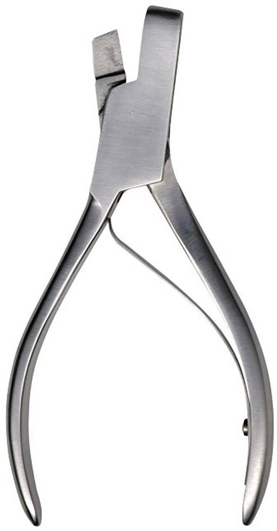 Metal nail clippers, open, with sharp blades, for cutting nails.
