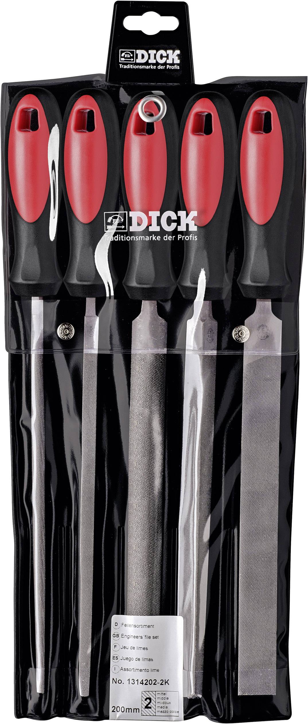 Dick 1314202-2K Workshop file set 5-piece with 2K-handle Cut length 200 mm 1 Set
