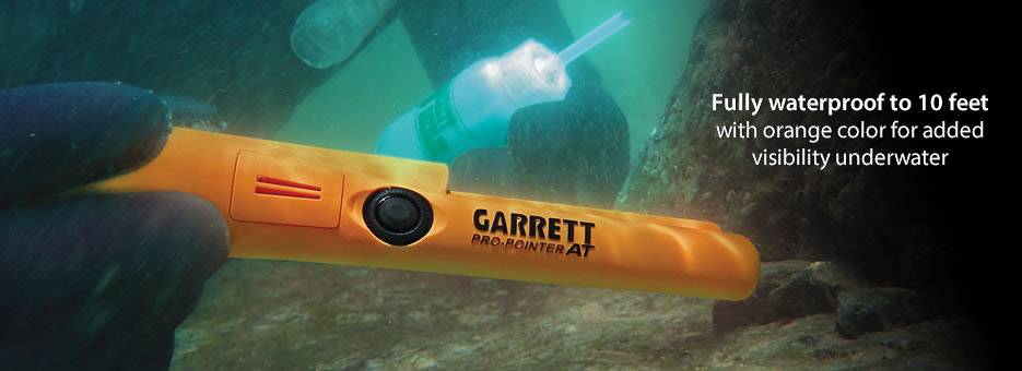 'Garrett Pro-Pointer AT' Underwater Metal Detector in Action. Orange for Good Visibility, Fully Waterproof up to 3 Metres.