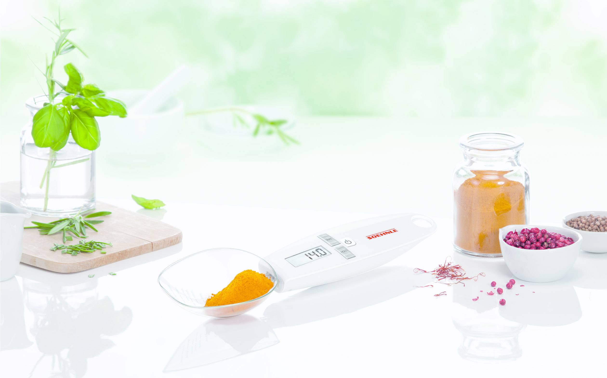 Spoon scale Soehnle Weight range 500 g Readability 0.1 g battery-powered White