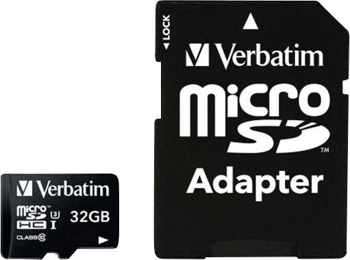 Verbatim PRO microSDHC card 32 GB Class 10, UHS-I, UHS-Class 3 incl. SD adapter