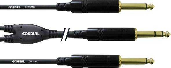 Cordial Audio/phono Y cable [1x Jack plug 6.35 mm - 2x Jack plug 6.35 mm] 0.90 m Black