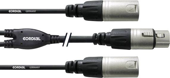 Cordial CFY0.3FMM XLR Adapter cable [2x XLR plug - 1x XLR socket] 30.00 cm Black