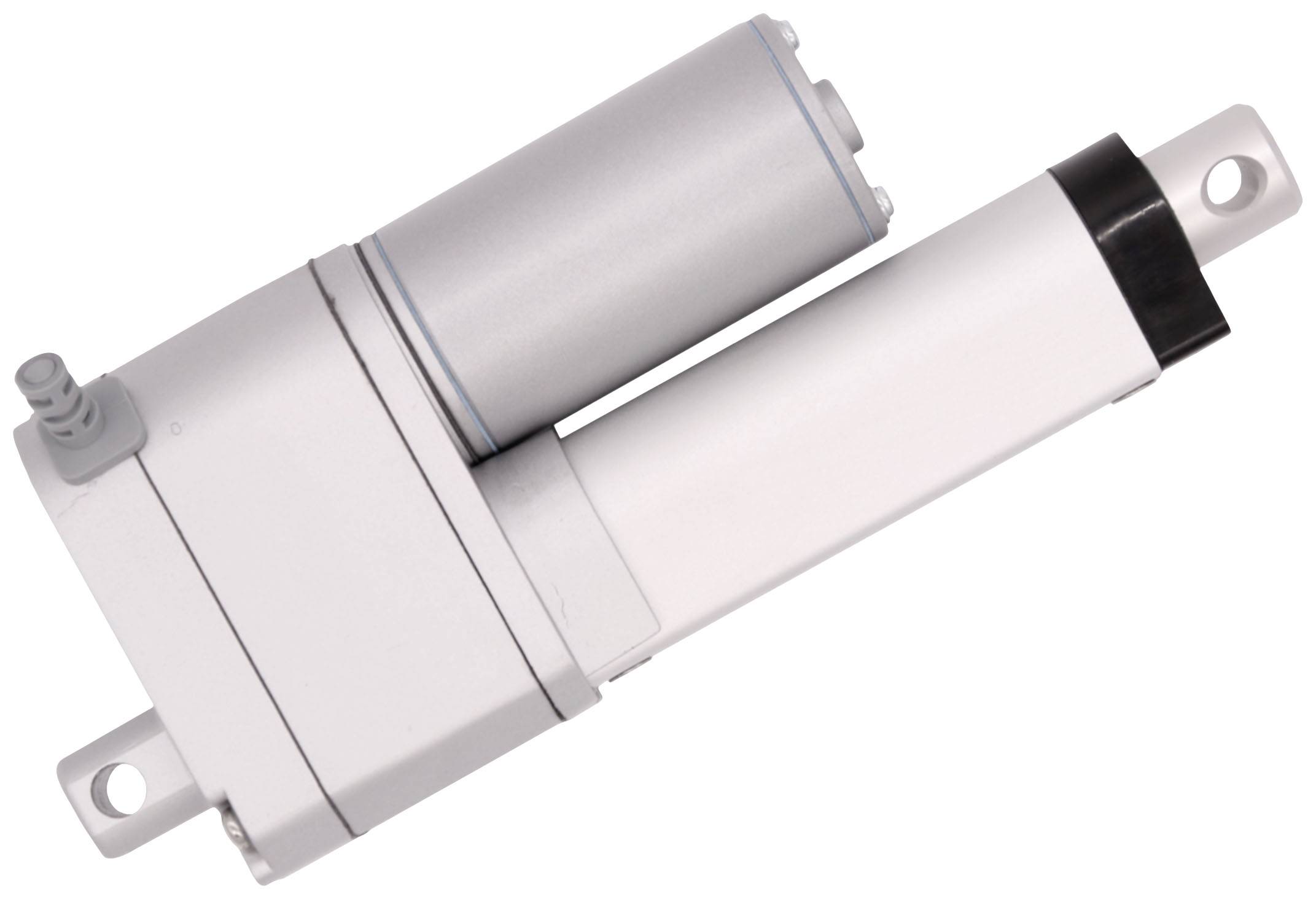 A silver linear actuator, commonly used in machines for precise movements and controls.