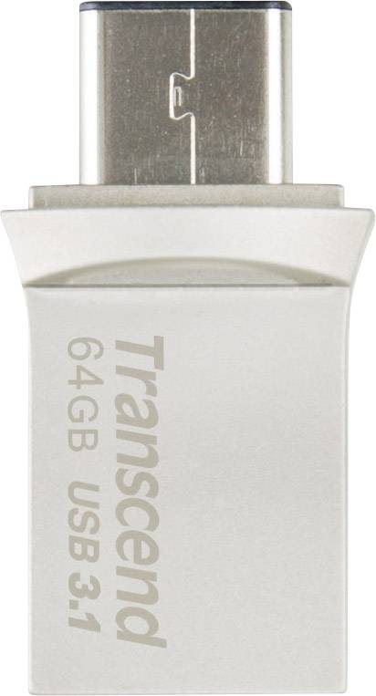 Transcend JetFlash® 890 USB smartphone/tablet extra memory Silver 64 GB USB A (USB 3.2 2nd gen), USB C®