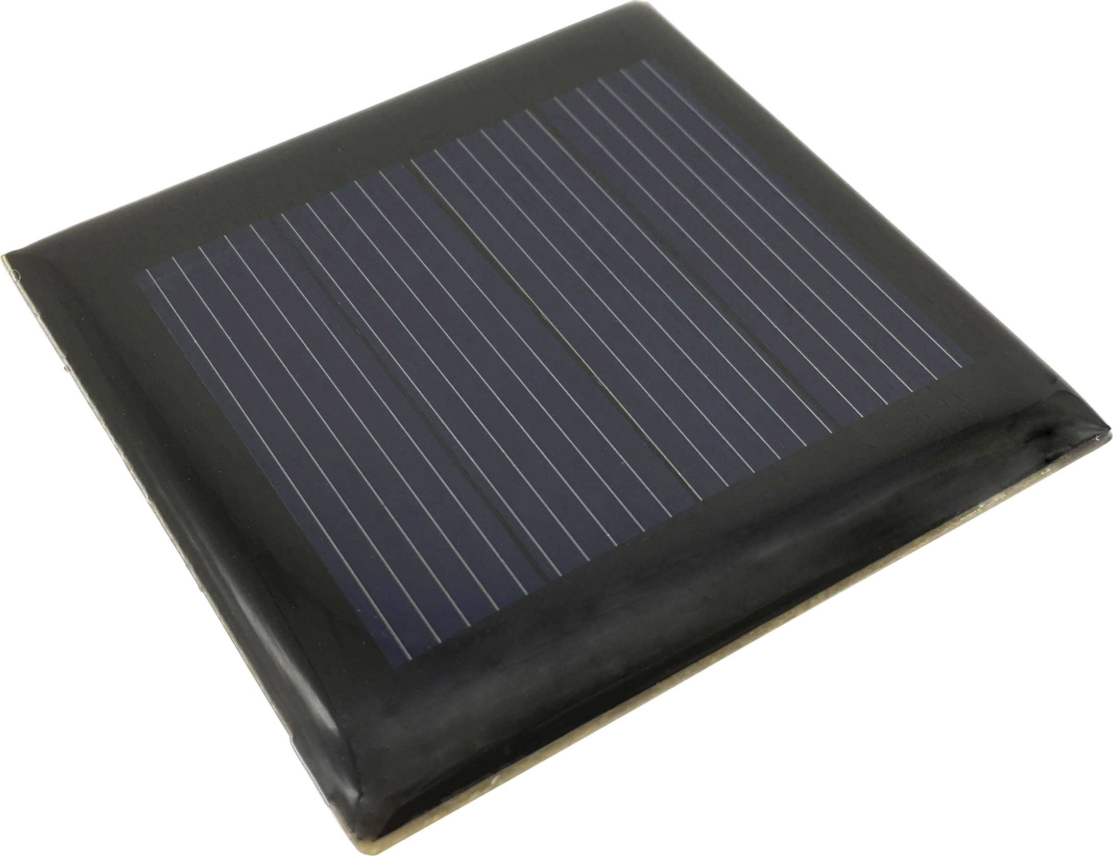 Small square solar panel with a dark blue surface and thin white lines for generating energy from sunlight.