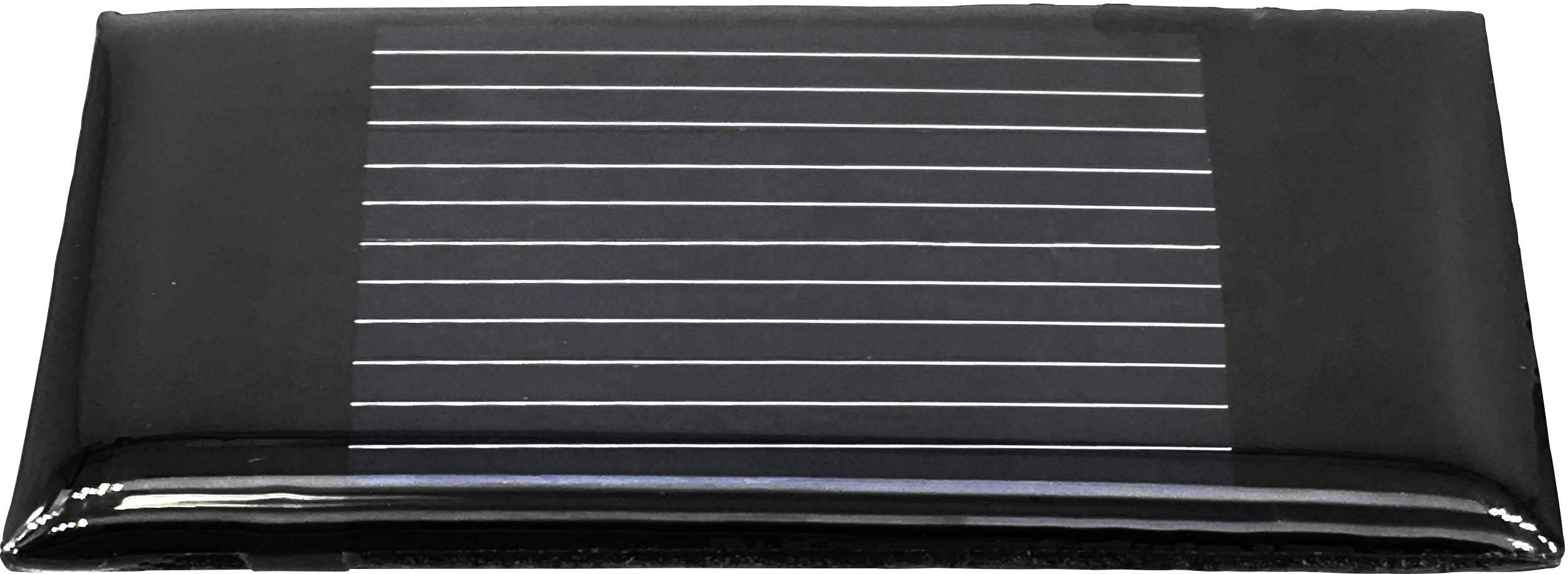 Rectangular, black solar panel with parallel white lines forming uniform sections. Suitable for small devices.
