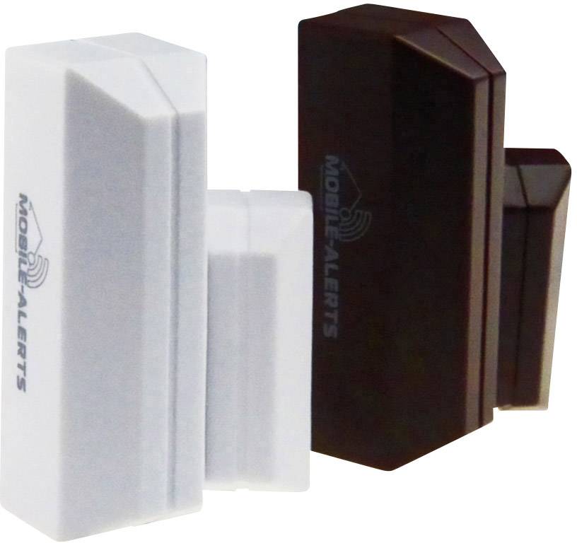 Two magnetic door or window sensors, one white and one brown, placed side by side.