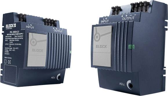 Two blue electronic devices with labels 'INPUT' and 'OUTPUT', likely for electrical current regulation.