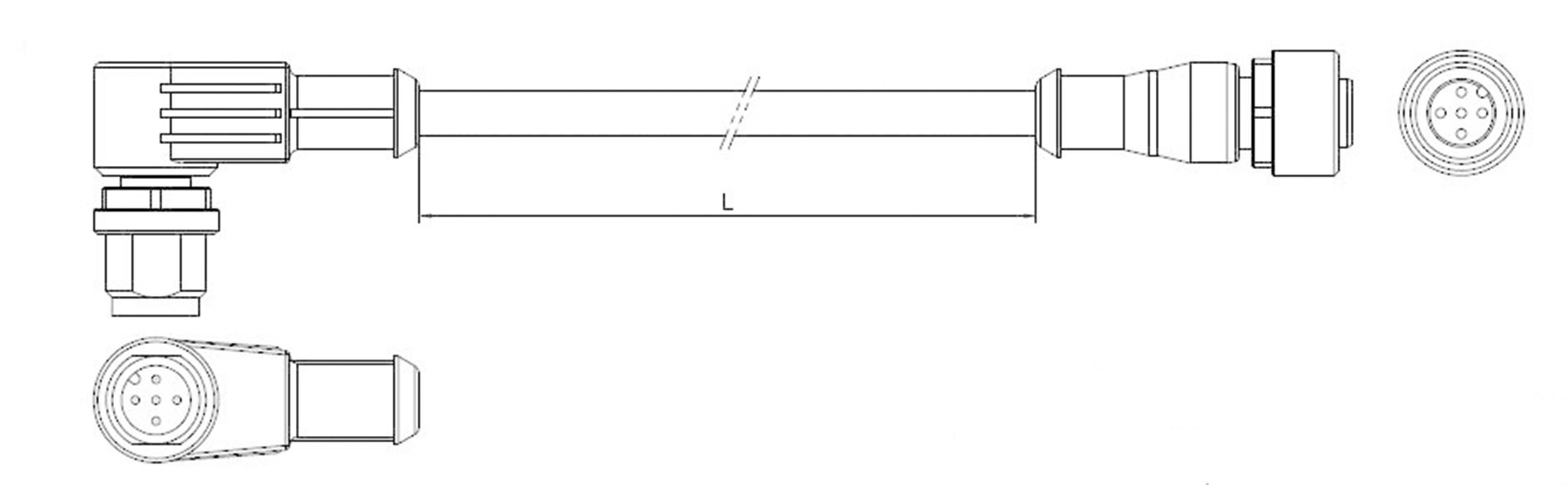 TE Connectivity 1-2273120-4 Sensor/actuator connector (pre-fab) M12 Plug, right angle, Socket, straight 1.50 m No. of pins