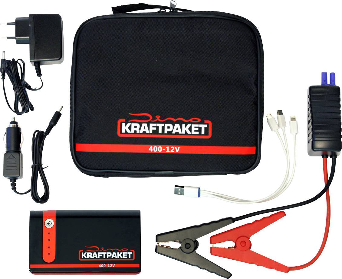 Dino KRAFTPAKET Quick start system 9000m Ah 136103 Jump start current (12 V)=200 A 1 x 12 V output, Work light, SOC indicator