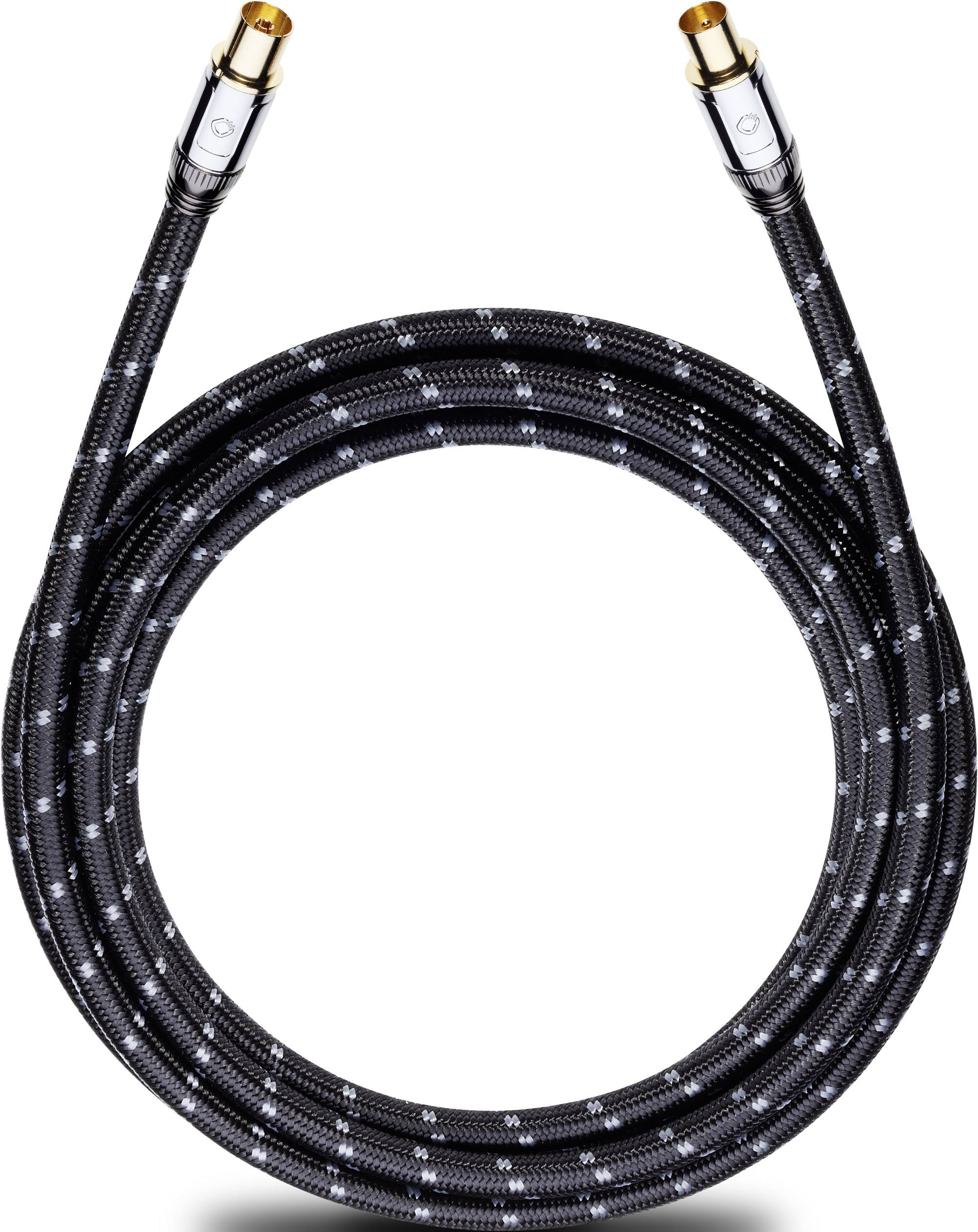 A black dotted cable with gold connectors, suitable for connecting audio devices to transmit high-quality signals.
