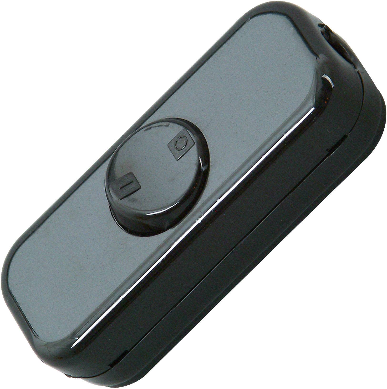 Small black rectangular device with a central control dial indicating two positions, likely a switch.