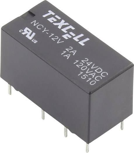 Texcell NCY-12V PCB relay 12 V DC 2 A 2 change-overs