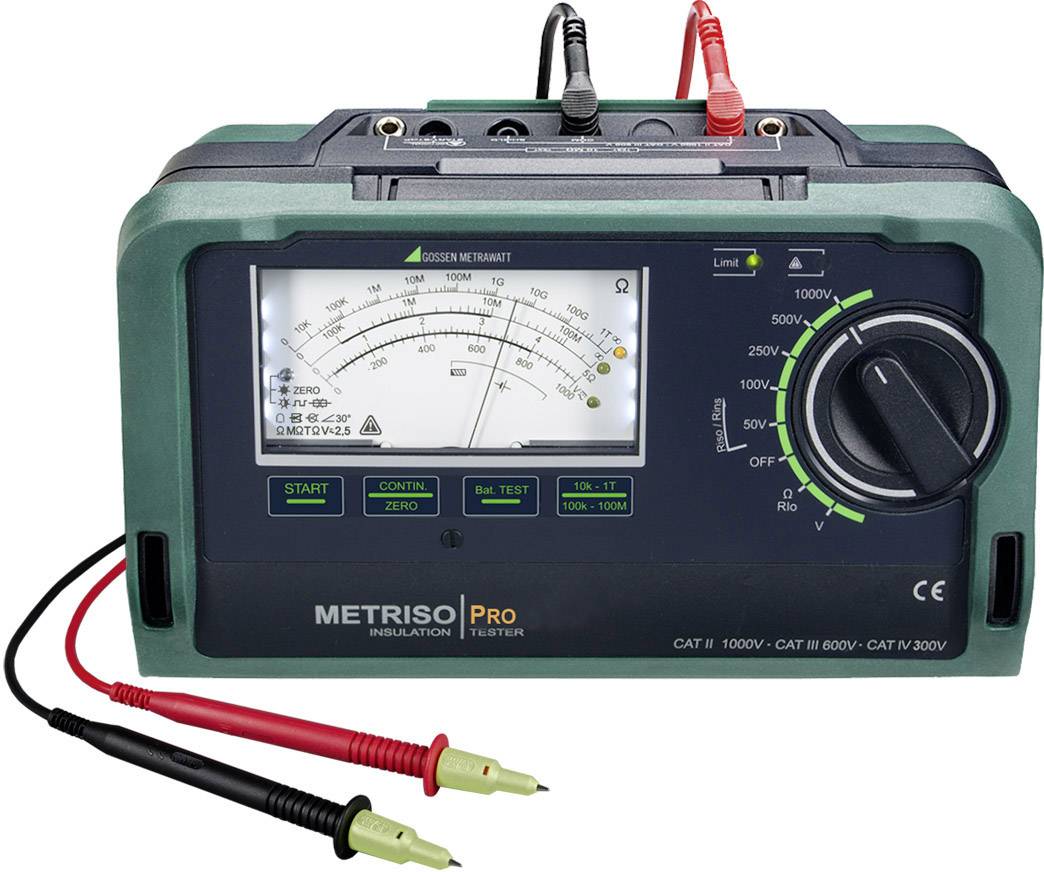 Gossen Metrawatt Metriso Pro Insulation tester 50 V, 100 V, 250 V, 500 V, 1000 V 1 TΩ