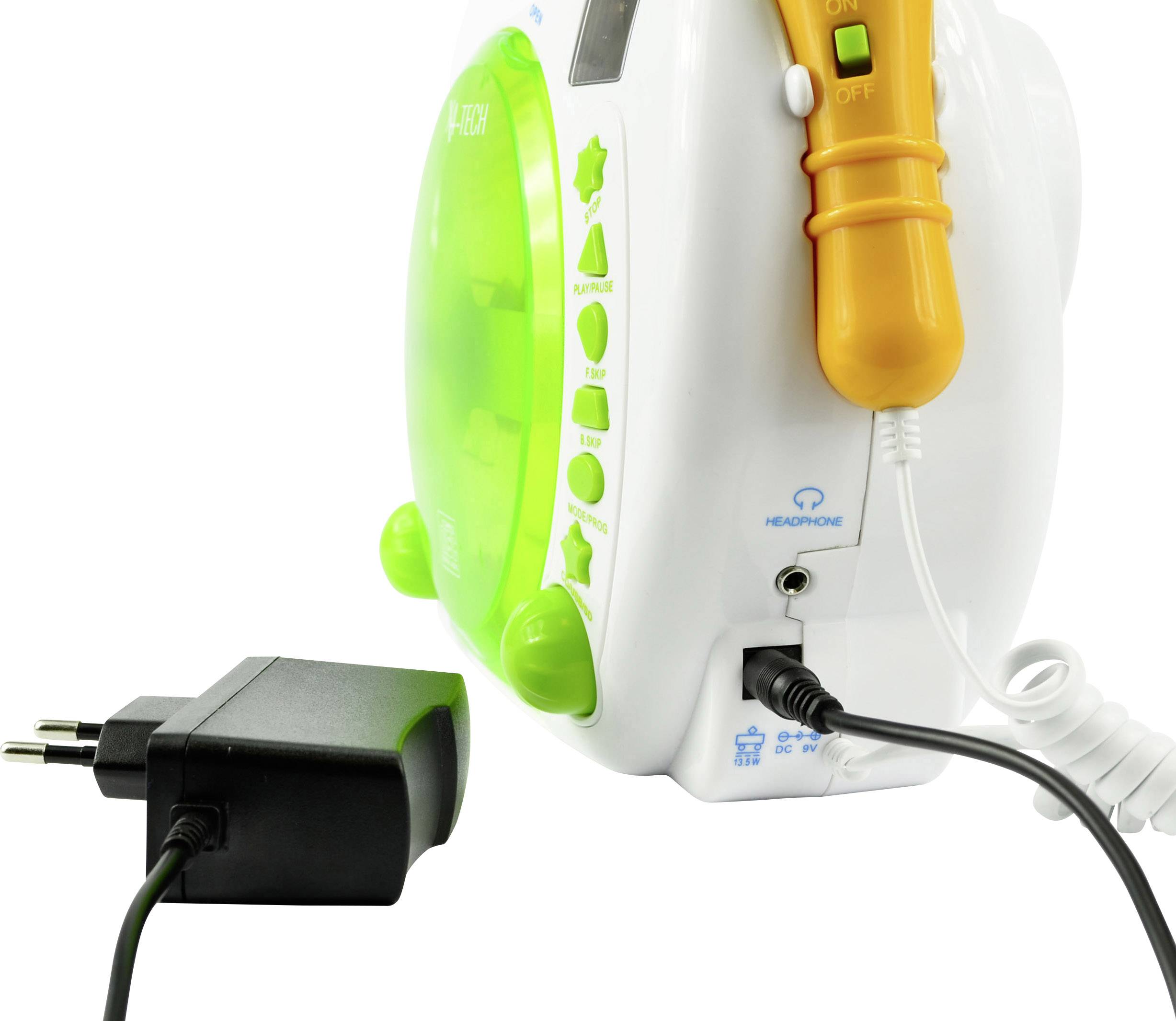 X4 Tech Bobby Joey Kids CD player CD, SD, USB Incl. karaoke function, Incl. microphone White, Green