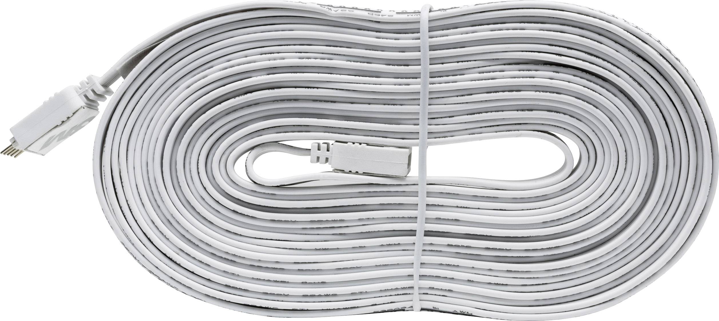 A long, white coaxial cable, neatly coiled and secured with a cable tie in the middle.