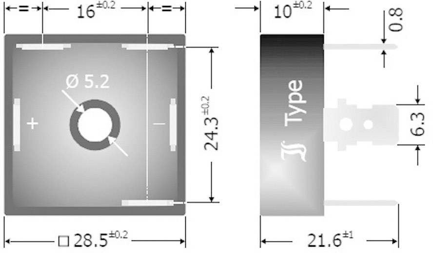 Diotec DB25-16 Diode bridge D 63 1600 V 25 A 3-phase