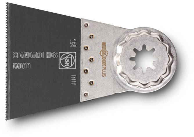 Saw blade for a multi-tool, suitable for woodworking, with markings 'Standard HCS Wood'.