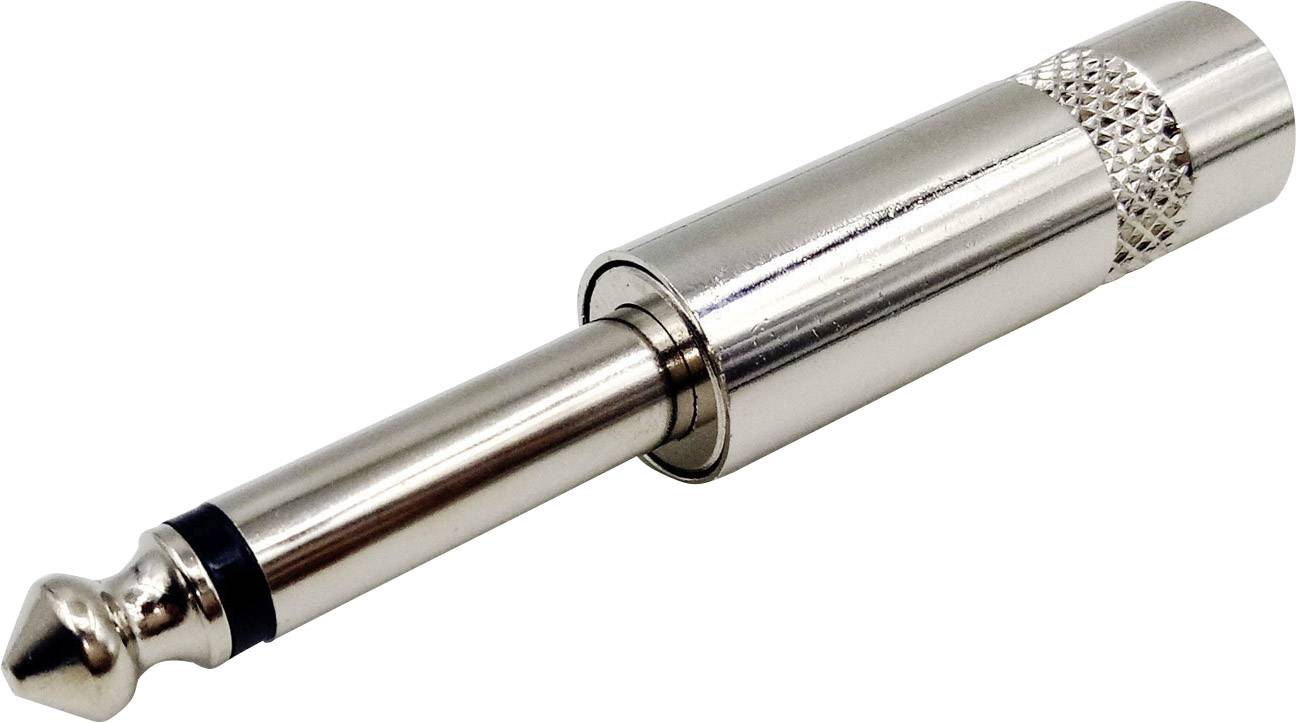 A single, metallic 6.3 mm jack plug, commonly used for audio connections in studio and music applications.