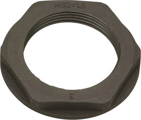 Metal hexagonal nut with thread and engraving 'M32 x 1.5'.