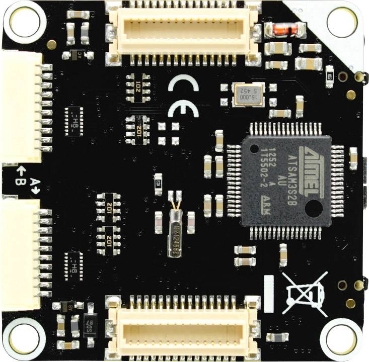 Electronic circuit with microchip and connections, likely used for control in electronic devices.