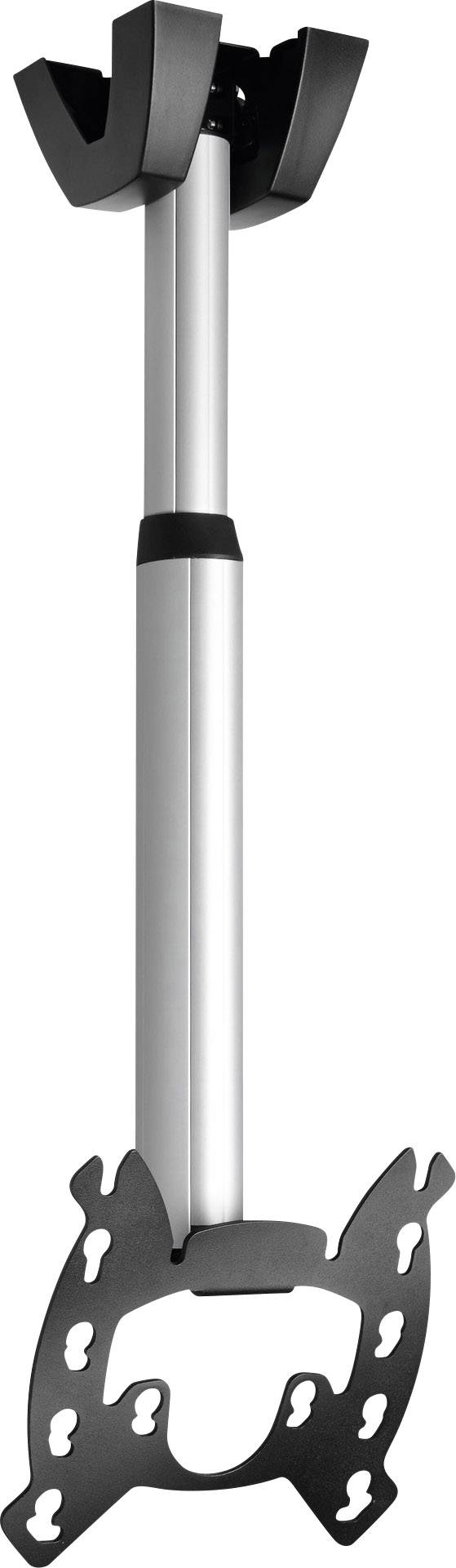 Ceiling-mounted TV bracket, telescopic with black and silver colouration, suitable for mounting.