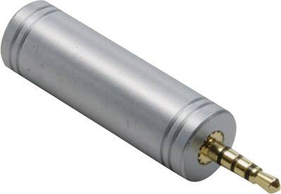 A metallic adapter with a 3.5 mm jack, commonly used for audio connections in electronic devices.