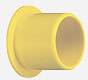 A yellow cylindrical object with a wide rim on one side, set against a grey background.