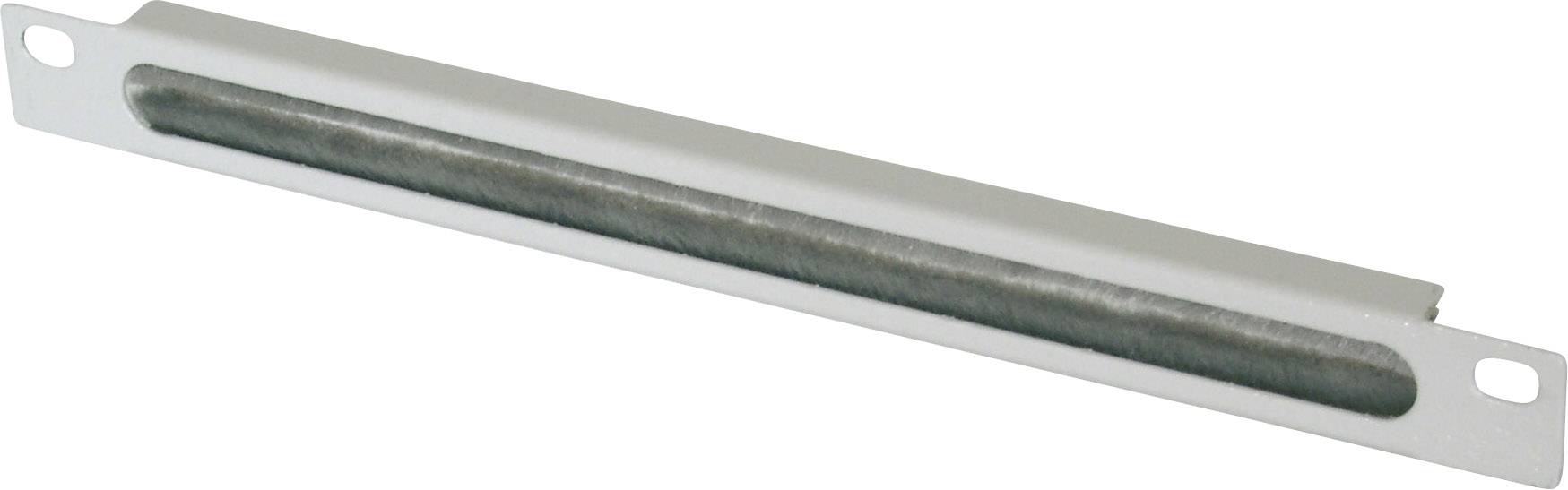 Silver-coloured, rectangular metal blank with holes at the ends, suitable for mounting in electronic racks or enclosures.
