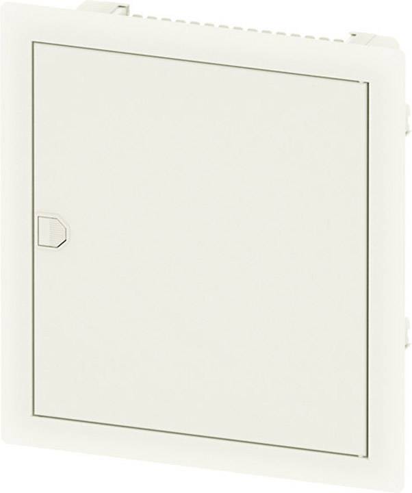 White, square plastic cover with a handle on the left side, likely part of a home installation system.