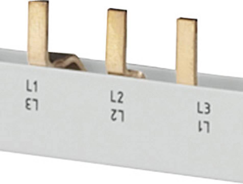 Three-phase rail terminal block with marked connections: L1, L2, L3.