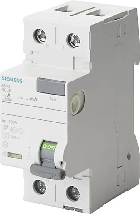 A white Residual Current Circuit Breaker (RCCB) from Siemens with a green 'OFF' indicator, used for electrical protection in homes.