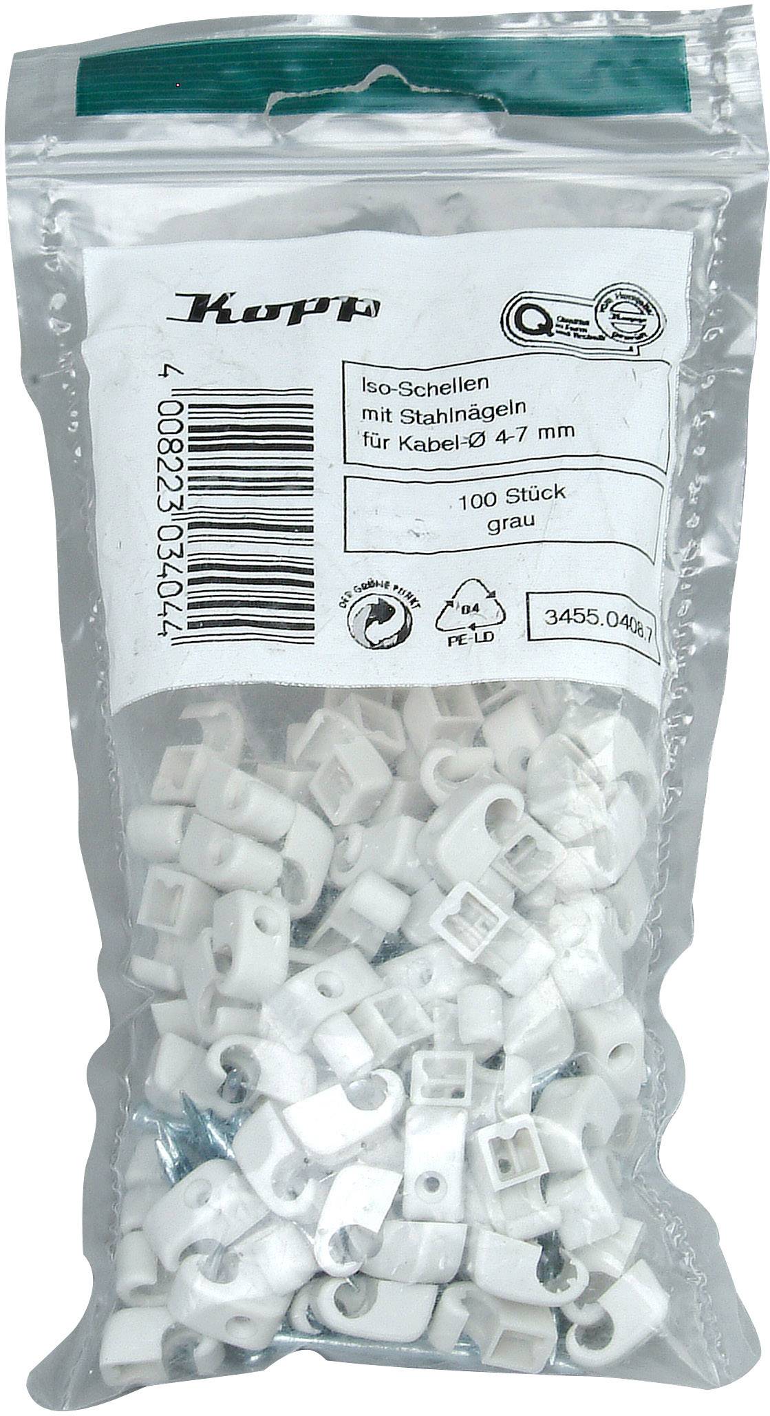 Kopp 345504087 Cable clips 345504087 Bundle Ø range 4 up to 7 mm Grey 100 pc(s)