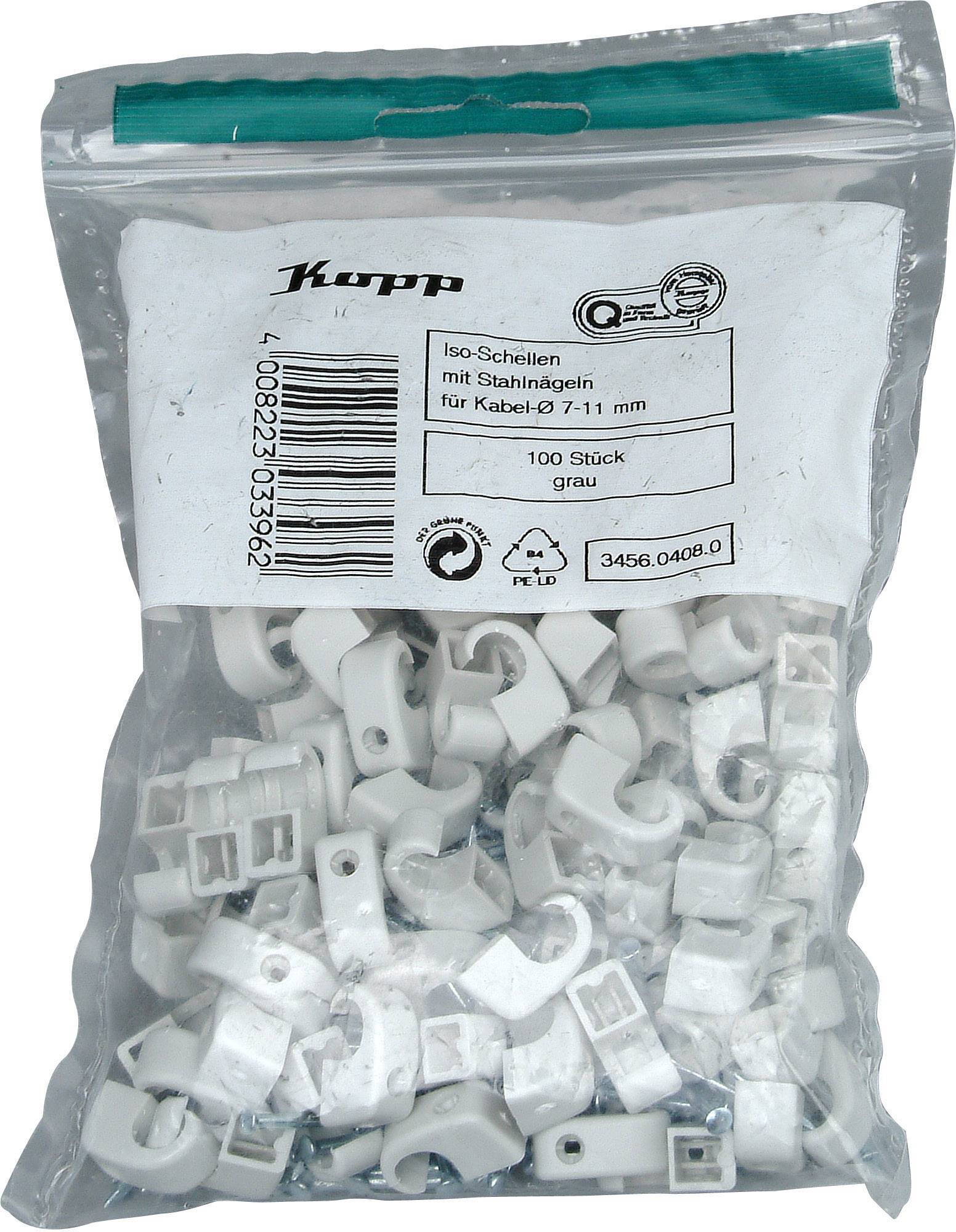Kopp 345604080 Cable clips 345604080 Bundle Ø range 7 up to 10 mm Grey 100 pc(s)