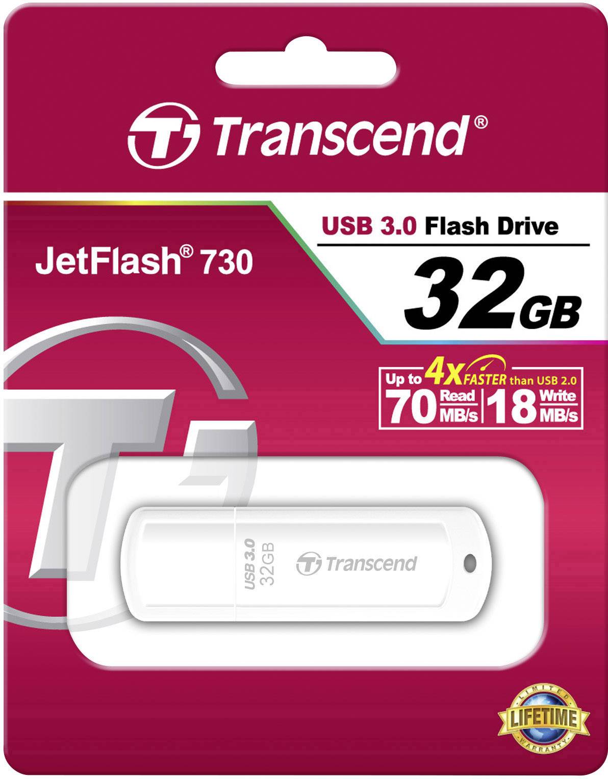 Transcend JetFlash® 730 USB stick 32 GB White TS32GJF730 USB A (USB 3.2 1st gen)