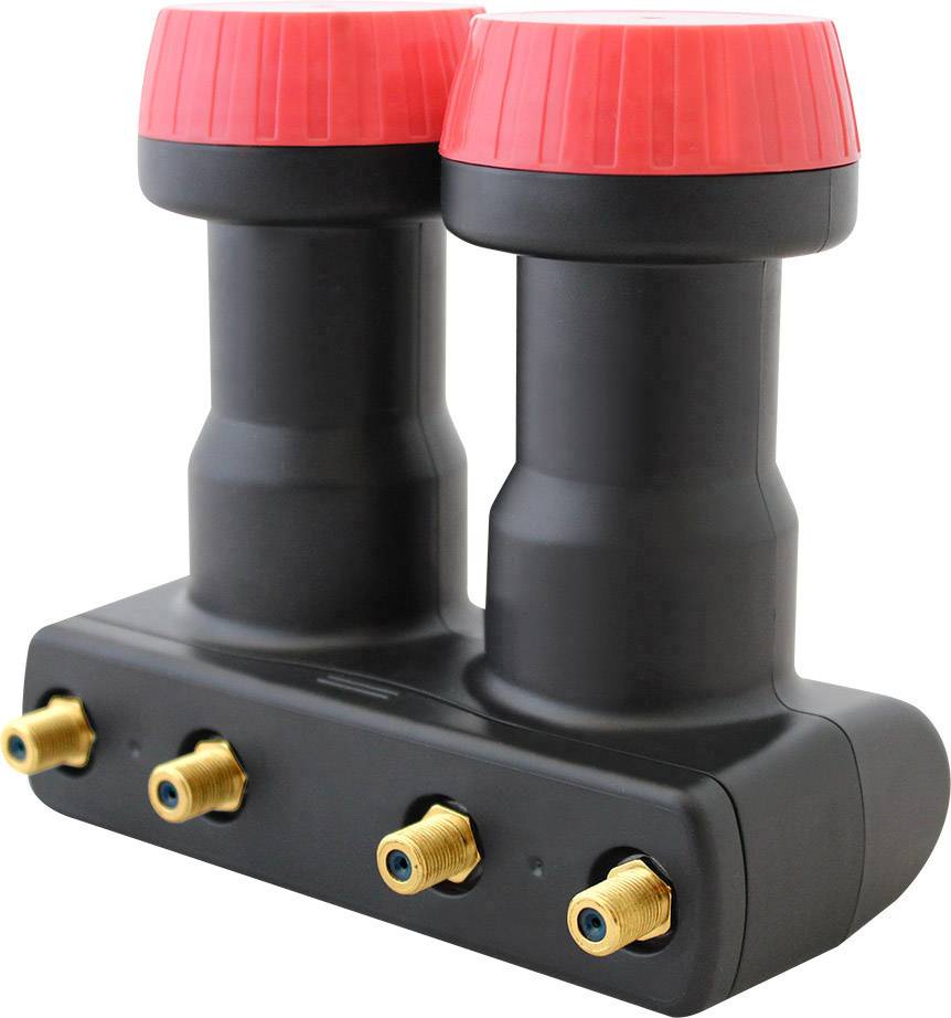 MegaSat Diavolo Quad LNB Monoblock No. of participants: 4 LNB feed size: 40 mm gold-plated terminals, weatherproof Black, Red