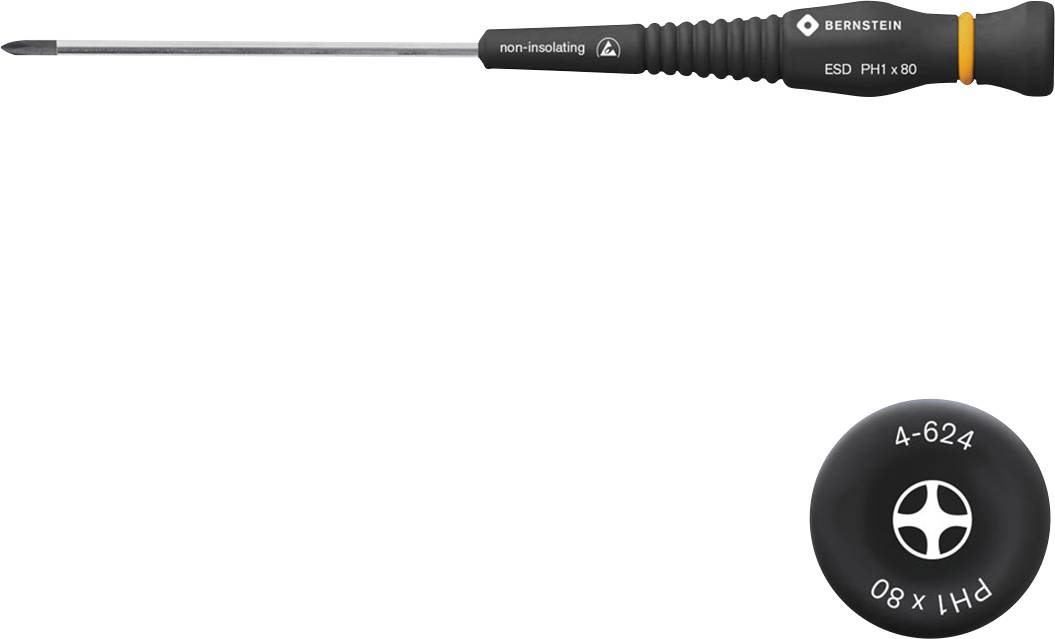 Bernstein Tools for Electronics 4-624 ESD Pillips screwdriver PH 1 Blade length: 80 mm