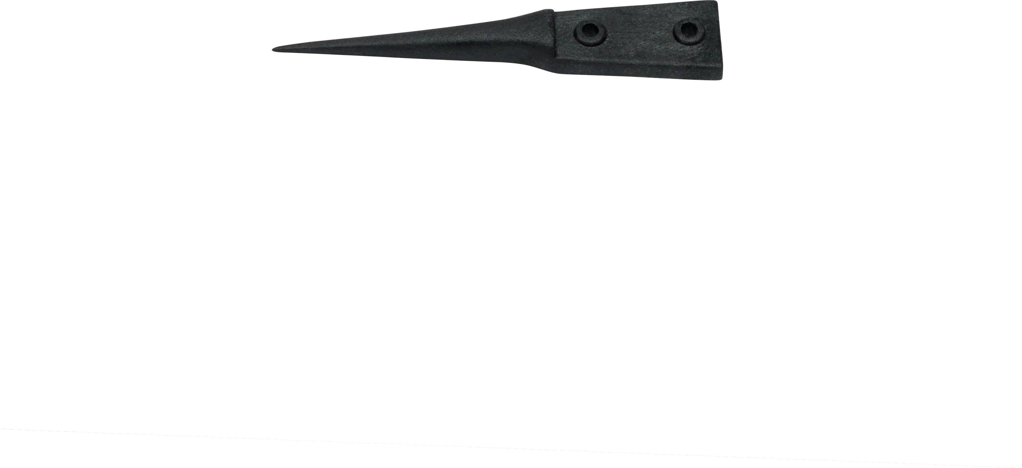 A black, narrow metal strip with two screw holes for attachment.