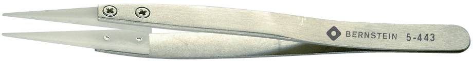A silicon tweezers made of metal with whitish tips and side screws. Labelled with 'BERNSTEIN 5-143'.