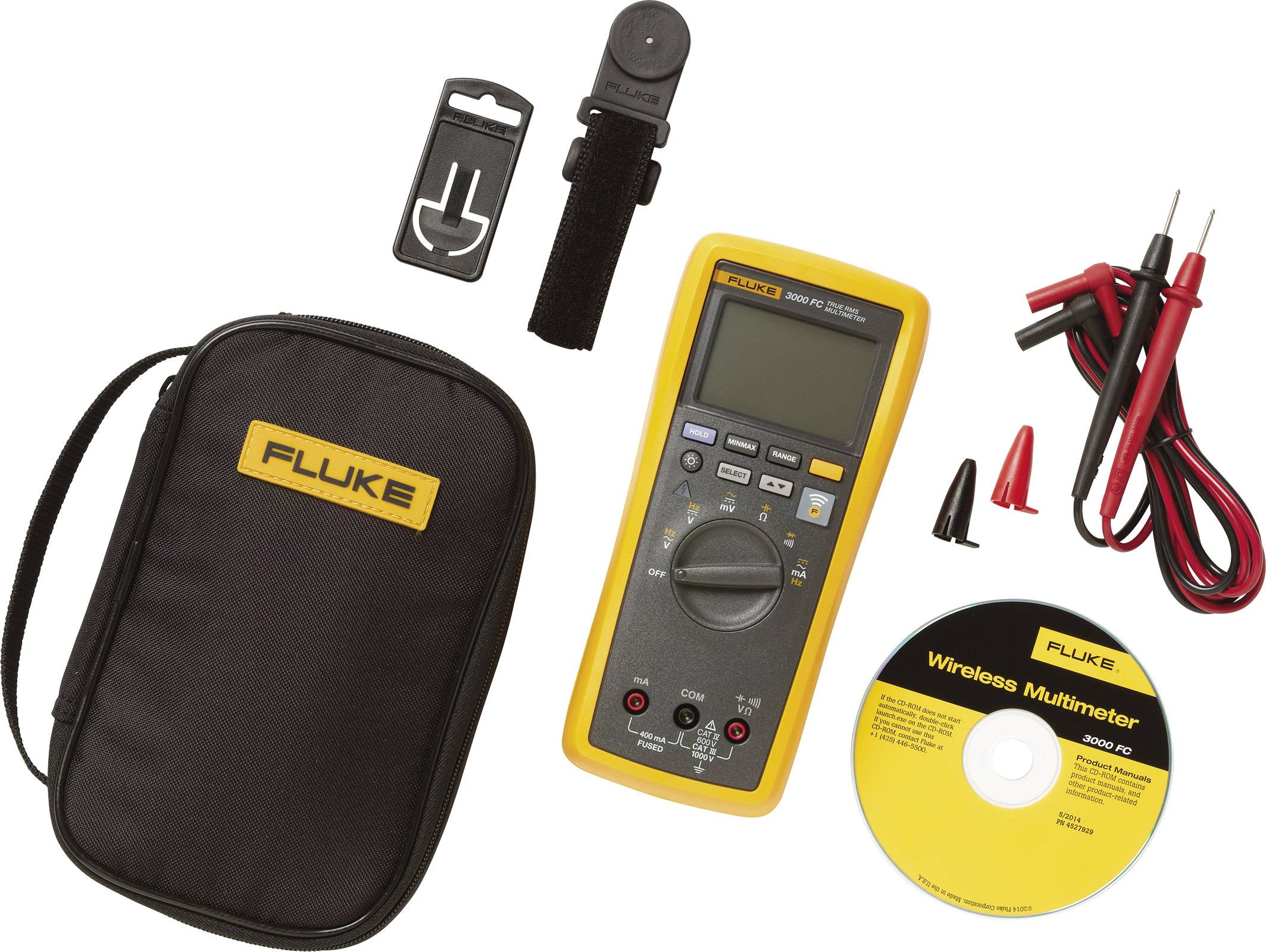 Multimeter Set with Carrying Case, Multimeter, CD, Test Leads, Clamps and Holder.
