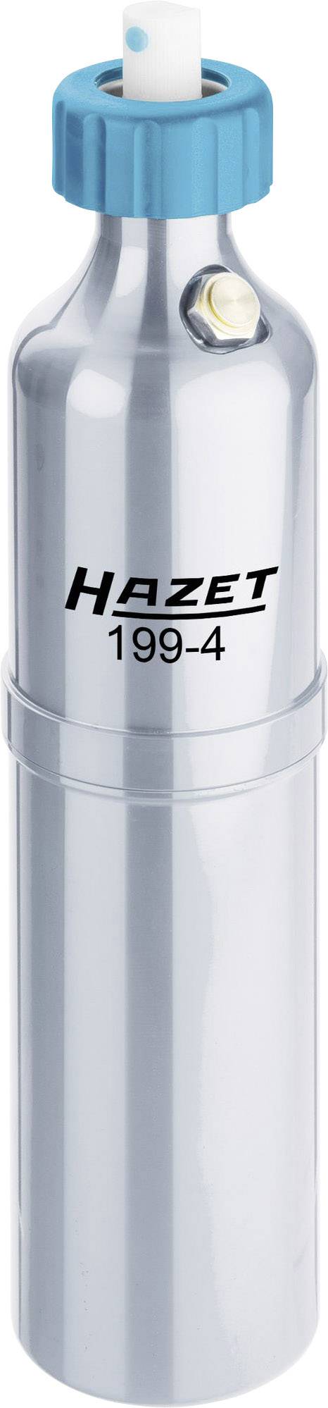 Metal spray bottle with blue spray nozzle. Inscription 'HAZET 199-4' in black.