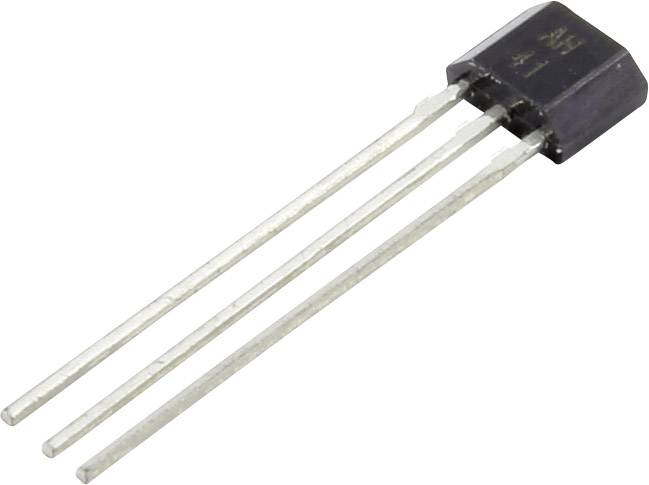 A three-legged transistor in a black casing.