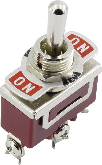 A toggle switch shows two positions: 'ON' at the top and 'NO' at the bottom. The switch is available in metal and plastic colours.